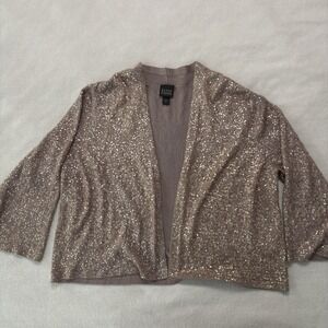 Eileen Fisher Cardigan Woman's M Purple All Over Sequin 80% Silk 20% Cotton Open